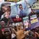 Hundreds of Nigerians celebrate the victory of main opposition All Progressives Congress presidential candidate Muhammadu Buhari at an intersection in the flashpoint northern city of Kaduna on March 31, 2015.
NICHOLE SOBECKI/Getty Images